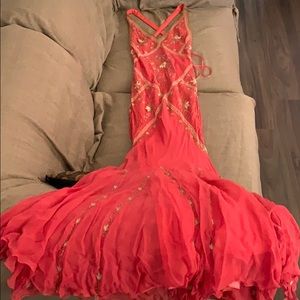 Coral beaded mermaid style dress